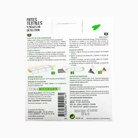 4 pièges à mites des vêtements PROTECTA, mode d'emploi.