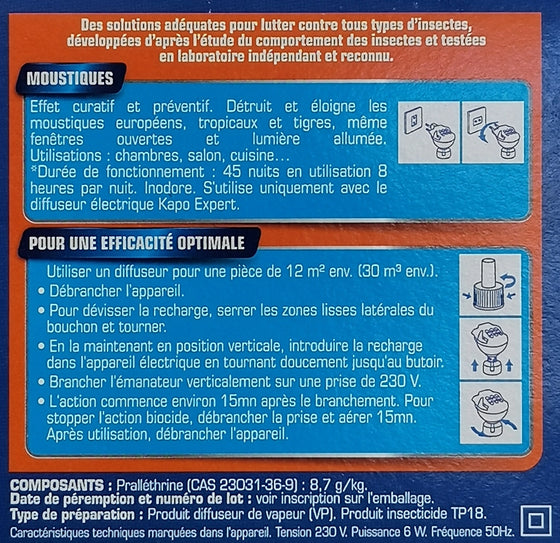 Diffuseur antimoustiques 45 nuits. Mode d'emploi