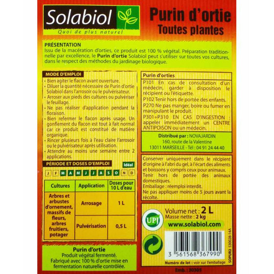 Purin d'ortie naturel 2L - SOLABIOL - droguerie-naturelle.fr