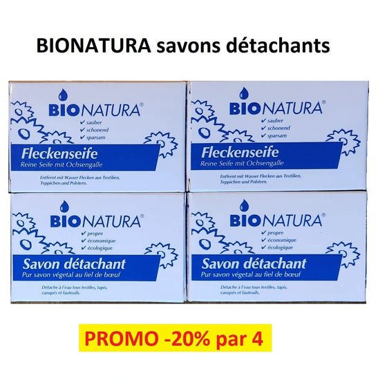 PROMO -20% lot de 4 savons détacheurs BIONATURA