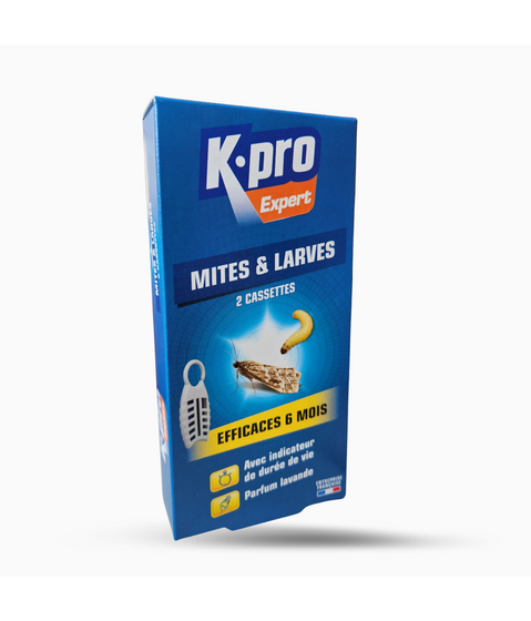 2 Cassettes K.pro Antimites Vêtements à placer dans l'armoire pour 6 mois de protection.