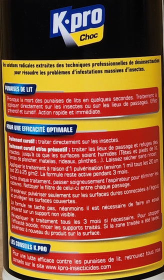 K.pro Choc Punaises de lit un litre. Mode d'emploi