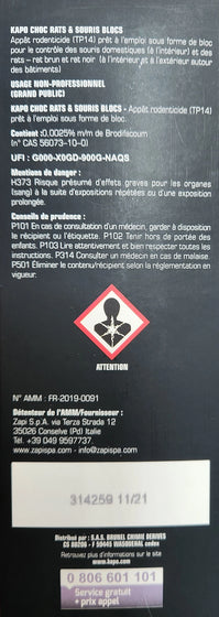 K.pro en Blocs empoisonnés Rats et Souris. AVERTISSEMENTS