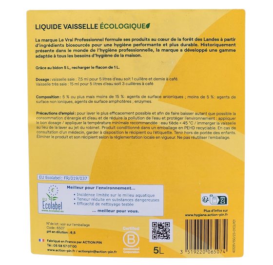 Produit vaisselle main écologique Le Vrai, mode d'emploi