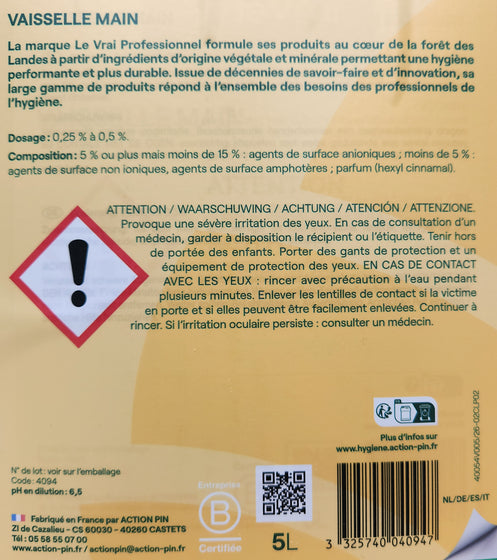 Liquide vaisselle biodégradable, mode d'emploi