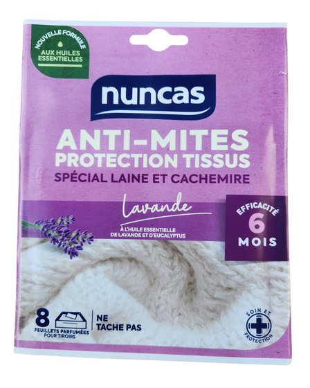8 feuillets anti-mites Lavande NUNCAS