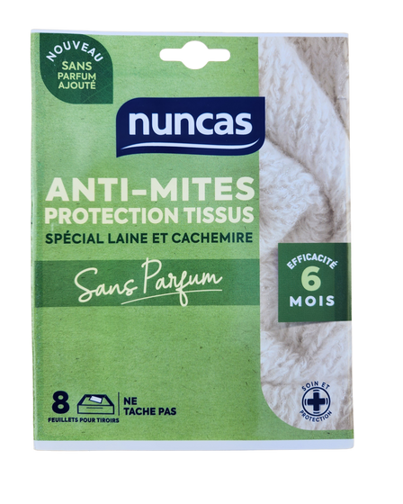 8 feuillets anti-mites sans parfum NNCAS