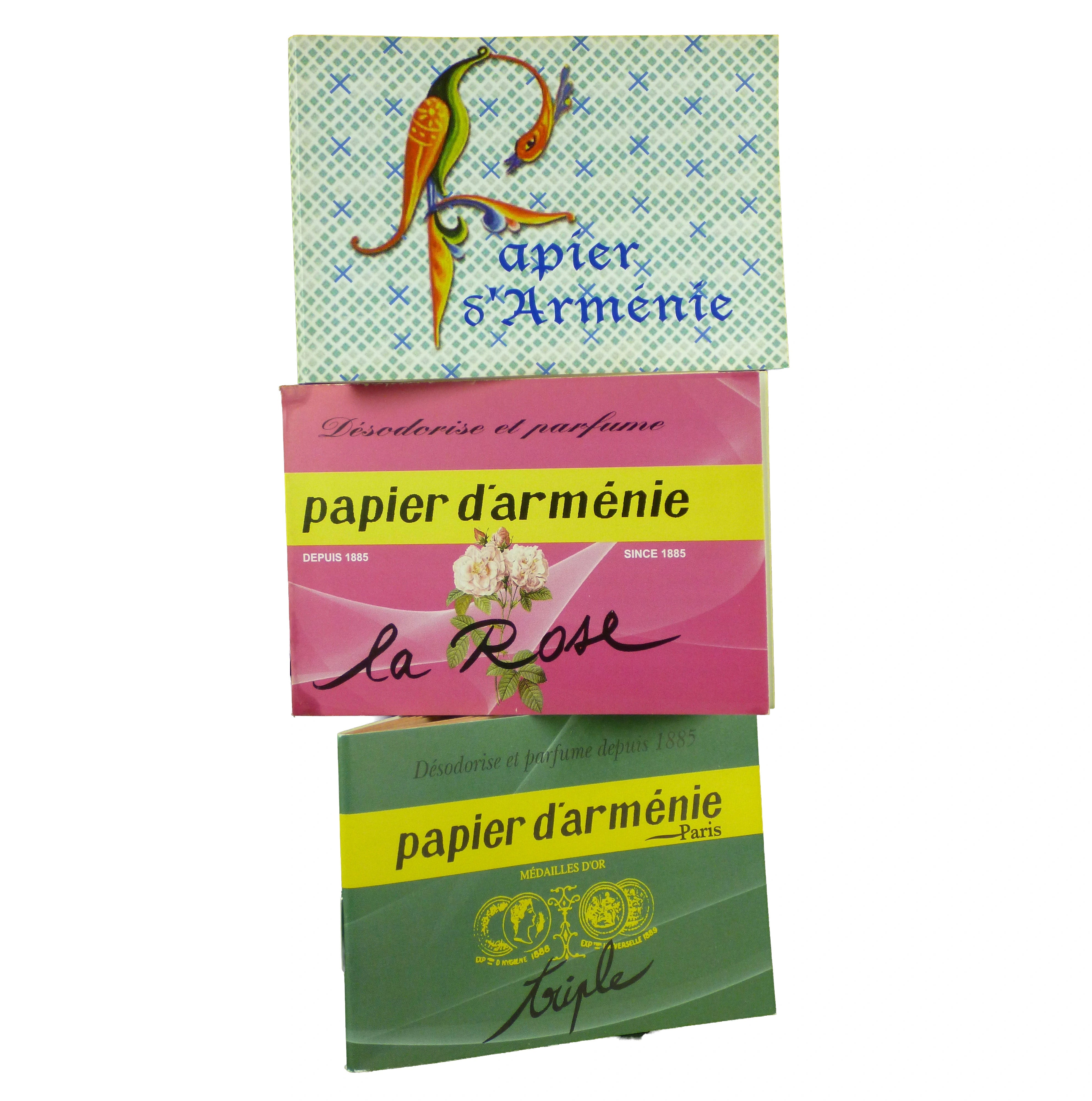 Lot De 4 Carnets Triple Papier D'Arménie Parfum La Rose - Désodorisant Naturel, Neuf Fabriqué En France