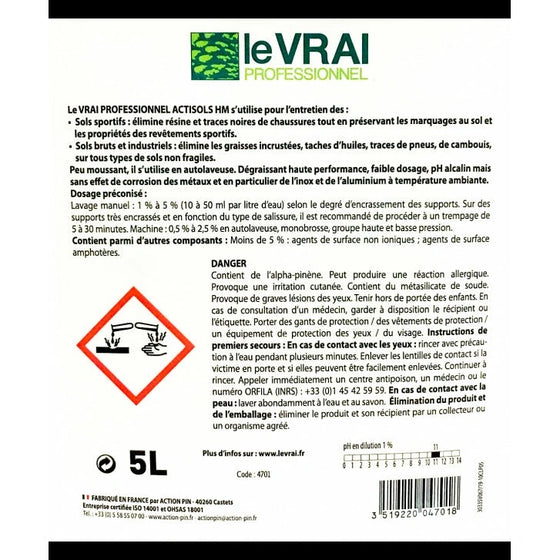 Détergent ultra concentré ACTISOL HM  LEVRAI - La Droguerie Naturelle. Mode d'emploi